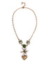 Dolce & Gabbana Gold Brass Lily Crystal Sacred Heart Pendant Necklace